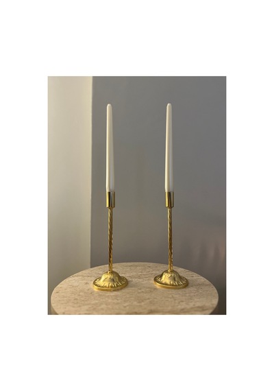 Gold Rengi Twıns 2'li Şamdan & Mumluk Seti Altın - 817604123 Altın