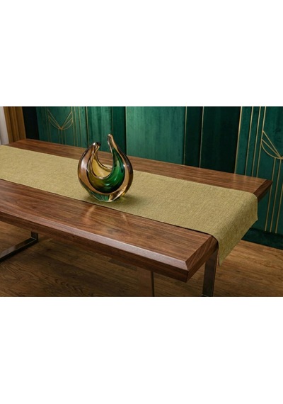Linen Baskılı Pamuk Keten Haki Runner 40x140 Cm 948 Çok Renkli