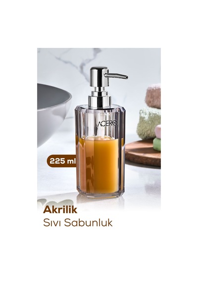 Vienev Akrilik Sıvı Sabunluk 225 Ml Şeffaf Antrasit 1991 Antrasit