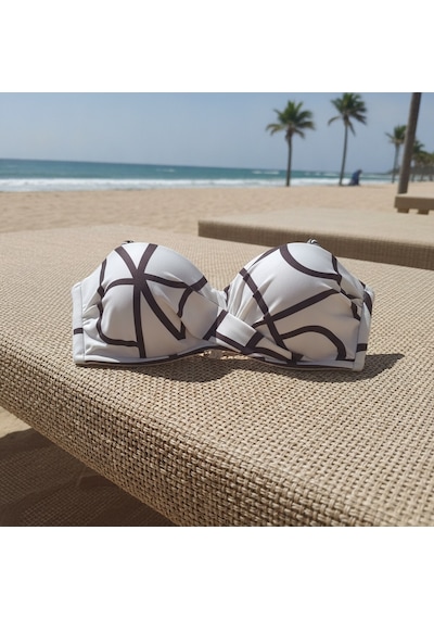 Bonbon Kadın Plaj Giyim Ekru Renk Takma Çıkma Askılı Bikini Üst Bb2557