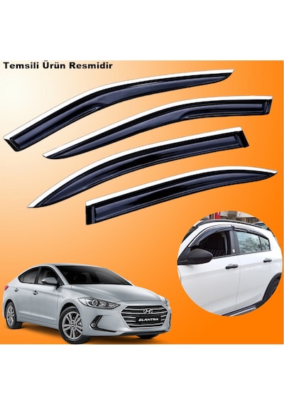 Hyundai Elantra Mügen Cam Rüzgarlığı Abs Krom Nikelajlı Cam Rüzgarlığı 2016-2021 Arası 4 Lü Set