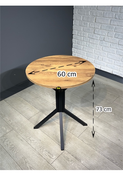İkra Yuvarlak Atlantik Çam Balkon Masa Mutfak Yemek Masası 60 Cm
