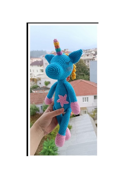 Mavi Unicorn Uyku Arkadaşı Oyuncak Pony At