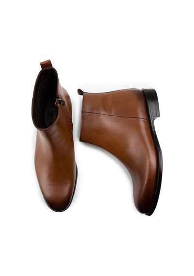 Deery Hakiki Deri Taba Rengi Fermuarlı Erkek Bot - 01921mtbac01 Taba