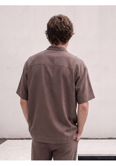 Lcw Vision Kahverengi Loose Fit Erkek Gömlek