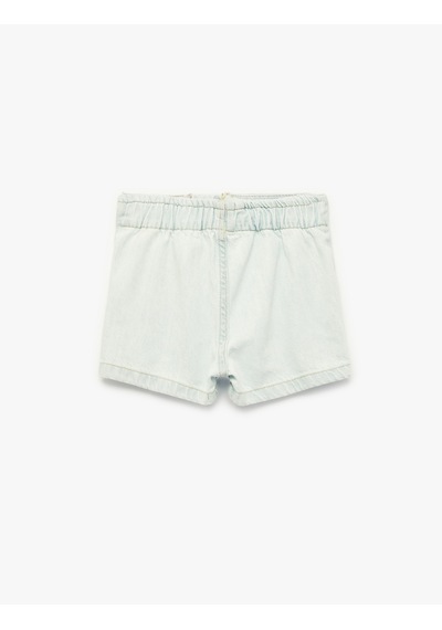 Koton Normal Bel Bağlama Detaylı Pamuklu Denim Şort Etek Lıght Indıgo 6smg40023ad Açık Mavi