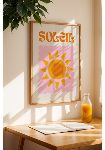 Soleil Pastel Renkli Dekoratif Poster Tablo Ahşap Çerçeveli