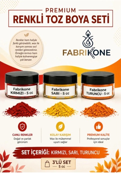 3'lü Set Premium Parafin Soya Wax Toz Mum Boyası Hobi Seti - 5 Cc Kırmızı, Sarı, Turuncu Bkfab3ksrt5g Karışık
