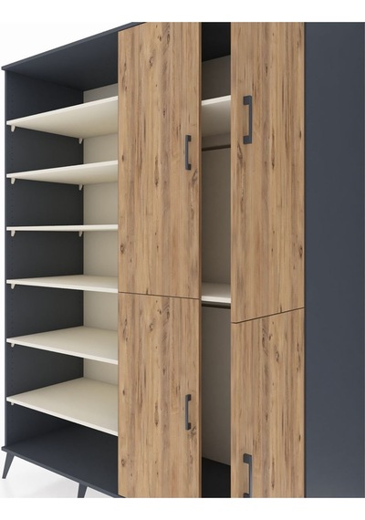 Kronos Gardrop 8 Raflı 4 Kapaklı 2 Askılı 176x59x221 Antrasit-çam/aytaşı Çam/aytaşı Kronos Gardrop 8 Raflı 4 Kapaklı 2 Askılı 176x59x221 Antrasit-çam/aytaşı Çam/aytaşı