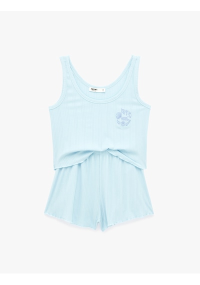 Koton Modal Kumaş Askılı Şortlu Pijama Takımı Mavi 6slk40136mk