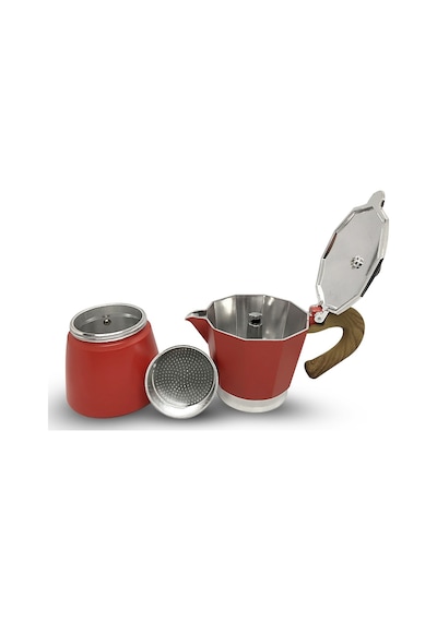 Horecamark Aluminyum Moka Pot 6 Kupa Kırmızı 6 Cups Moka Pot