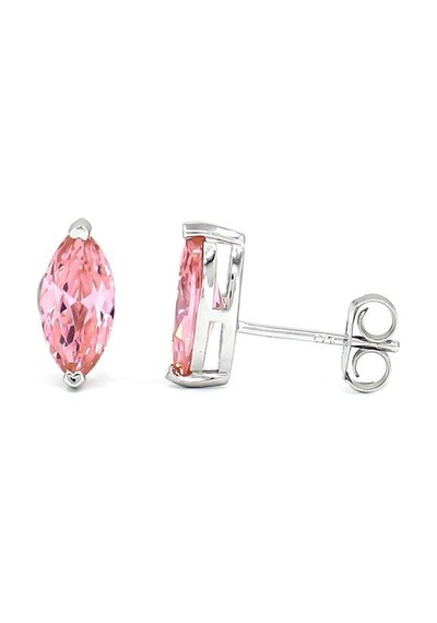 Beverly Pembe Aleksandrit İthal Gümüş Küpe-757 Silver