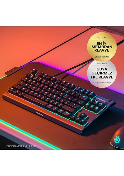 Steelseries Apex 3 Tkl Türkçe Gaming Klavye Tenkeyless, 8 Bölge R