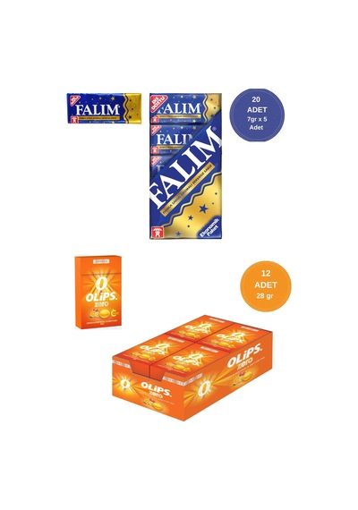 Falım 7gr X 5 X 20 - Olips 28gr X 12 Avantajlı Damla Sakız Ve Olips Zero C Vitaminli Şekerleme Paketi