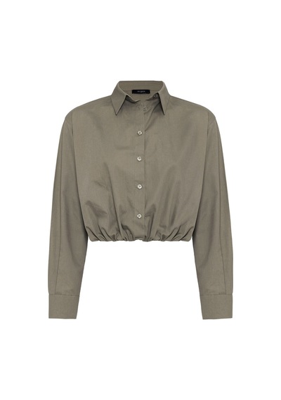 Antioch Crop Poplin Kadın Gömlek Haki