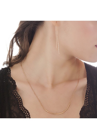 Kuyumcudukkani Zincirli"6cm Çubuk"modeli Kolye-37082-r Rose Gold