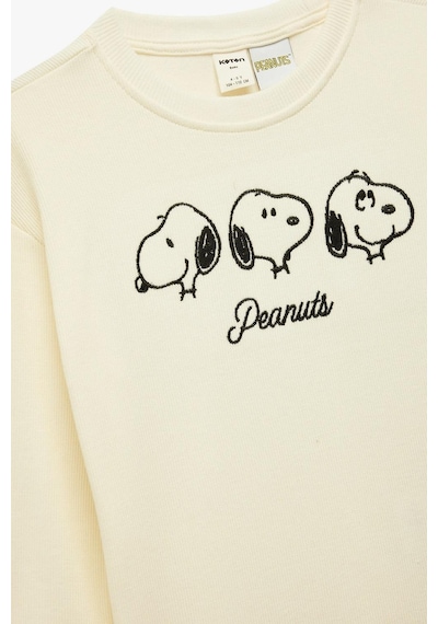Koton Erkek Bebek Lisanslı Snoopy Baskılı Uzun Kollu Pamuklu Sweatshirt Ekru