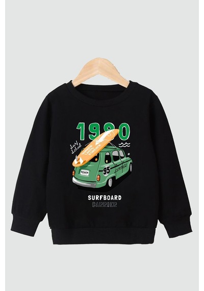 Fyk Kids 2'li Erkek Çocuk Baskılı Yuvarlak Yaka Sweatshirt Gri - Siyah4