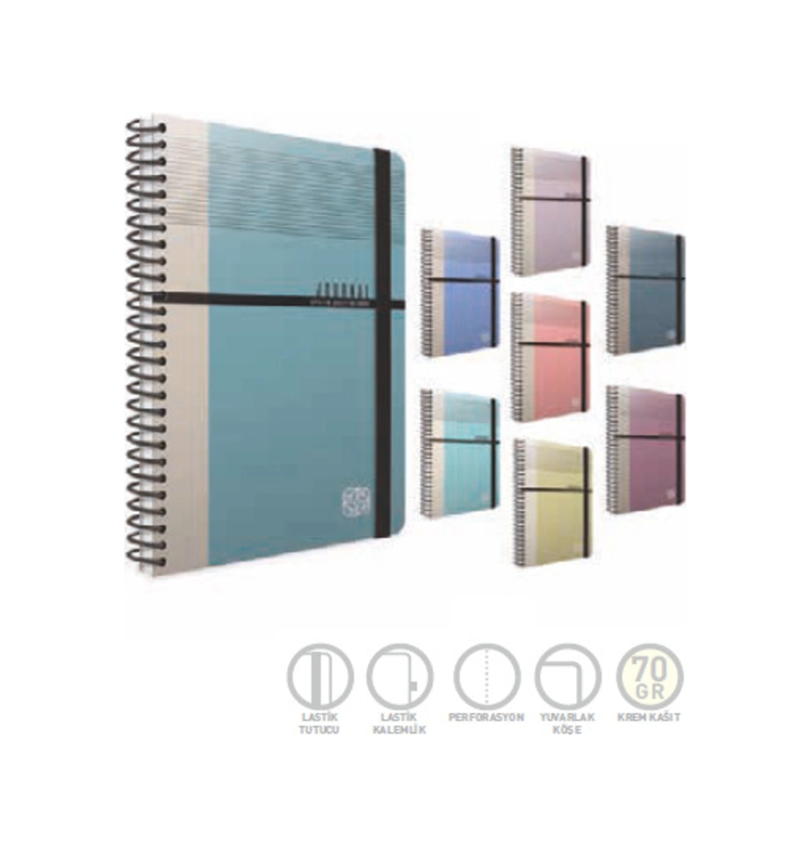 Journal Spiralli Sert Kapak Not Defteri 17x24cm 120 Yaprak Çizgili 3 Lü Paket 5827 Karışık