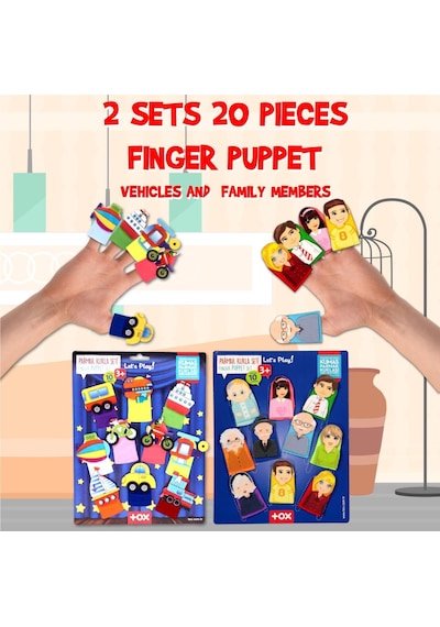 2 Set 20 Parça Tox Taşıtlar ve Aile Bireyleri Parmak Kukla T751