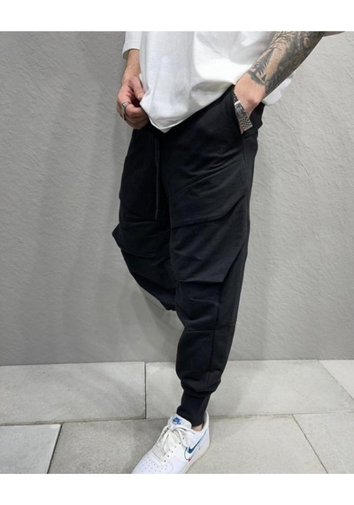 Cep Detaylı Lastik Bel Jogger Pantolon Siyah