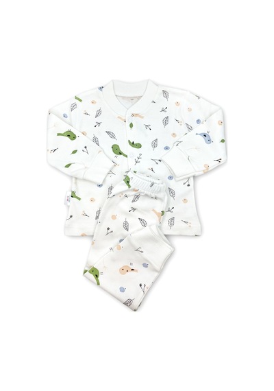 Sema Baby Happy Birds Bebek Pijama Takımı 0-3 Ay Beyaz