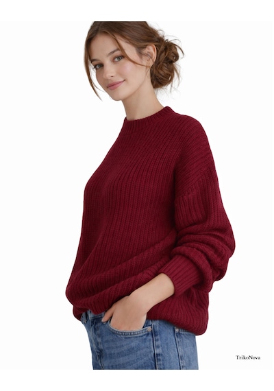 Trikonova Oversize Triko Kazak Bordo