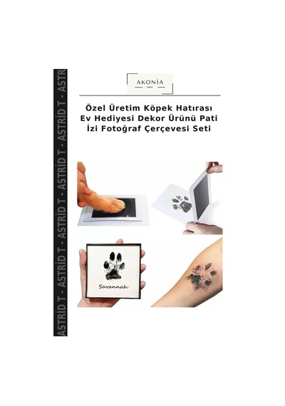 Özel Üretim Köpek Hatırası Ev Hediyesi Dekor Ürünü Pati İzi Fotoğraf Çerçevesi Seti Çok Renkli