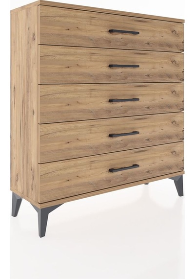 Arges Şifonyer 5 Çekmeceli 88x30x96 Çam-çam Çam