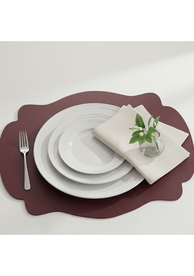 2 Adet Suni Deri Amerikan Servis As00120-33x44 Cm Supla Bordo