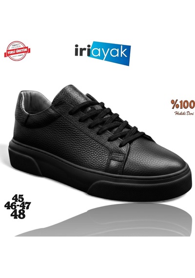 İriayak Büyük Numara Hakiki Deri 46-48 / Rahat Taban Casual Ayakkabı / Günlük Kullanıma Uygun Siyah