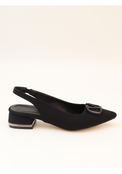 Nesilshoes Nesil Shoes Ceylan 801 Siyah Saten Tokalı Kadın Sandalet