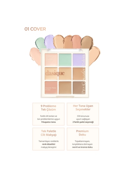 Dasique Kremsi Dokuya Sahip Çok Amaçlı Kullanıma Uygun Kapatıcı Paleti Pro Concealer Palette 01