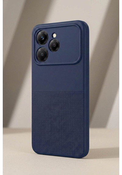 Tecno Spark 40 Uyumlu Kamera Korumalı Silikon Telefon Kılıfı Darbe Emici İçi Kadife Tırtıklı Kaymaz Yüzeyli Yumuşak Kılıf-54283 Lacivert