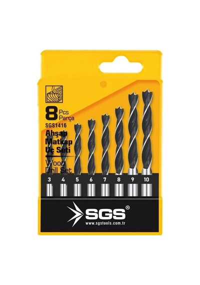 Sgs1416 Ahşap Ağaç Mdf Matkap Uç Seti 8 Parça