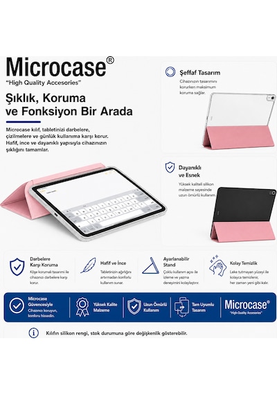 Microcase Honor Pad 20 Pro 12 İnch Tablet İle Uyumlu 3 Kademeli Sleeve Serisi Standlı Kılıf Pembe - Al5578