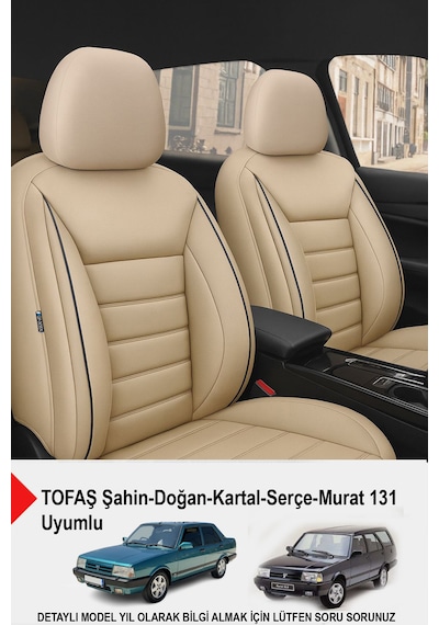 Jet Deri Oto Koltuk Kılıfı Tofaş Kartal-şahin-doğan-serçe-tempra Uyumlu Bej