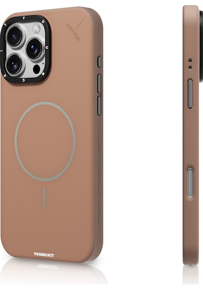 Apple iPhone 16 Pro Max Uyumlu Kılıf M-safe Şarj Özellikli Youngkit Dynamag Serisi Kapak Gold