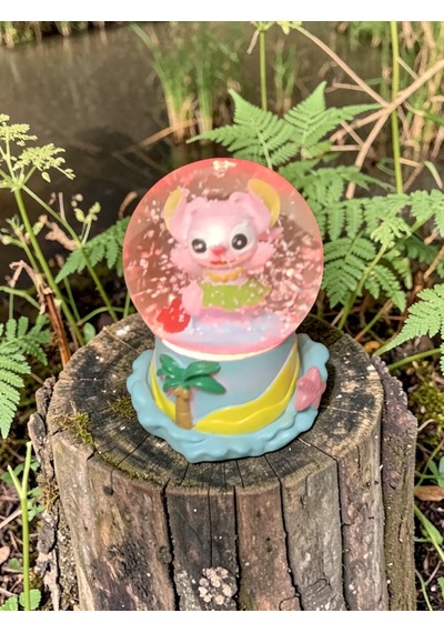 -9cm-6cm Işıklı Pembe Renk Stitch Kar Küre 9x6