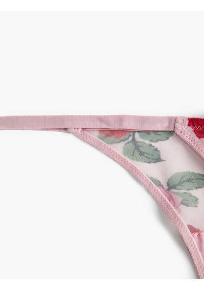 Koton String Külot Çiçekli Tül Pembe Desenli 3slk30168mk