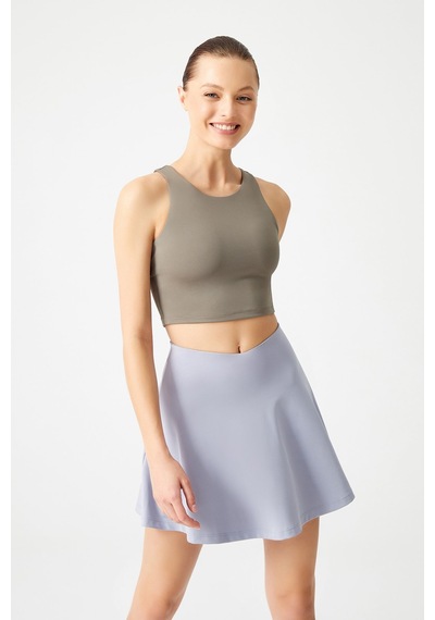 Los Ojos Gri 2 Katmanlı Pileli Tenis Eteği - Spor Etek Tennis Skirt2 Gri