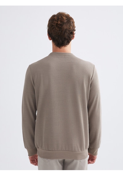 Lcwaıkıkı Classic Kahverengi Bisiklet Yaka Uzun Kollu Erkek Sweatshirt