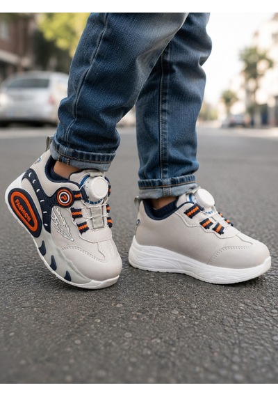 Mini Bonito Erkek Çocuk Mekanizmalı Sneaker Spor Ayakkabı Şık Ve Pratik Günlük Kullanım Gri