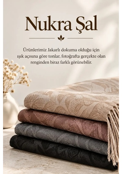 Nukra Jakarlı Pamuk Tesettür Şal Koza İpek Açık Gri 70 X 190 Cm