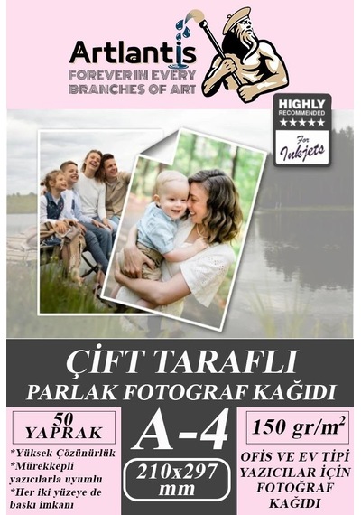Fotoğraf Baskı Kağıdı A-4 150 Gr/m2 50'li 1 Paket A4 Fotoğraf Kağıdı Ofis Ve Ev Tipi Mürekkepli Yazıcılar İçin