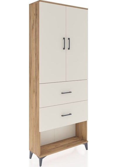 Arges Dolap 2 Raflı 2 Çekmeceli 2 Kapaklı 88x30x221 Çam-aytaşı Çam