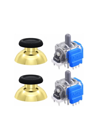 Ps5 Manyetik Motor 2+2 Set Altın Krom Analog Topuz Hall Sensör Playstation 5 Yedek Parça Siyah