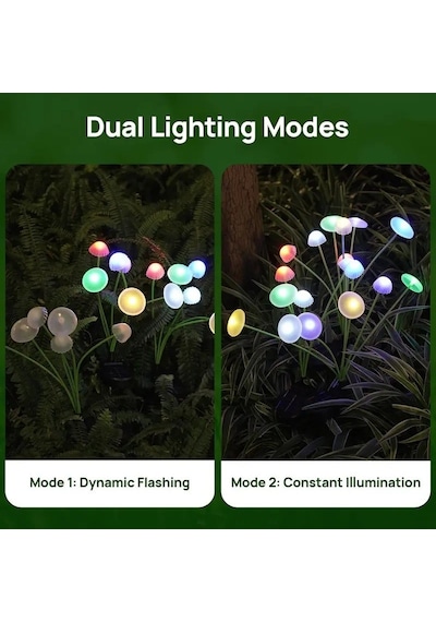Schulzz Güneş Enerjili Solar Mantar Denizanası Led Bahçe Işığı Su Geçirmez, Dış Mekan Dekor Aydınlatması