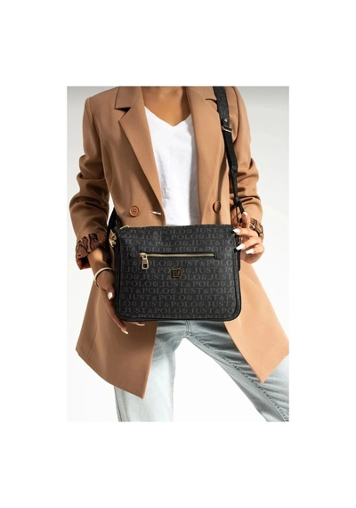 Just Polo Orijinal Kadın 3 Gözlü Çapraz Postacı Ve Omuz Çantası Shopper 29x20 Cm Siyah