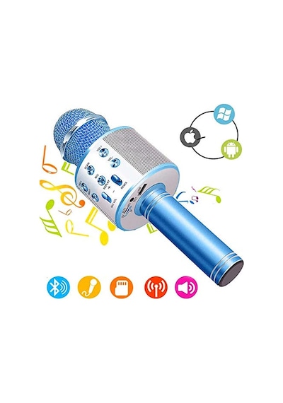 Psr Aksesuar Ws-858 Bluetooth Karaoke Mikrofon Kablosuz Hoparlör, Yankı Efektli, Gürültü Önleyici, 1800mah Şarjlı, İos & Android Uyumlu Pembe